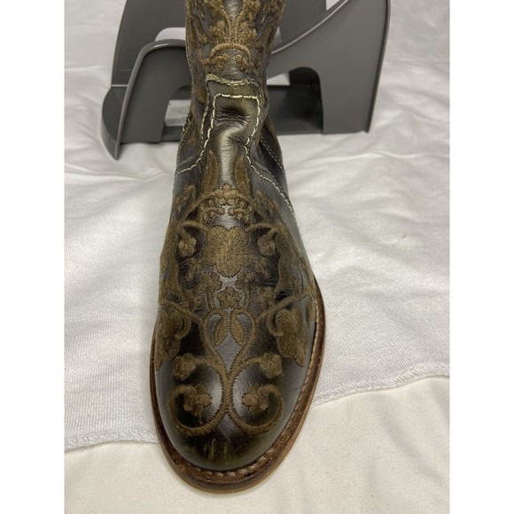 TAOS Women’s Brown Leather Embroidered privilege EU 38 Western Boots - Picture 8 of 10